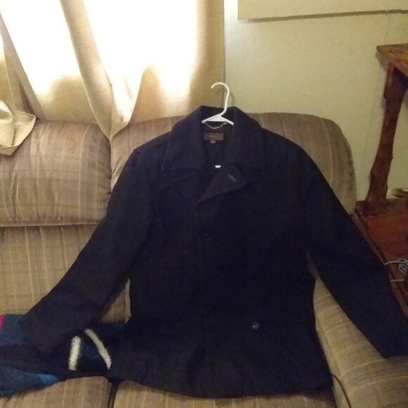 Men's black peacoat - Picture 1 of 1